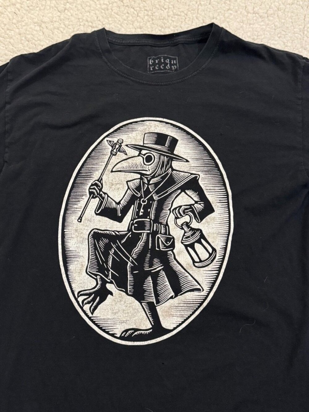 Brian Reedy Plague Doctor Woodcut Graphic Shirt - Mens Medium